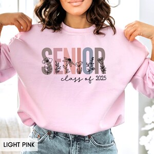 Senior Sweatshirt, Class of 2025 Sweatshirt (ANY Year), College Senior, High School Senior, 2026 Graduate, Floral senior shirt, for Her/him image 8