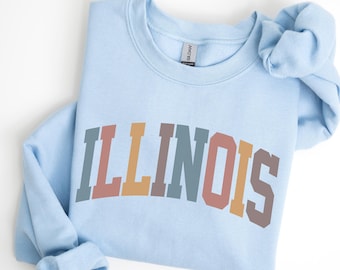 Illinois Sweatshirt, IL Crewneck, State of Illinois Gift for him or her, Retro Illinois Hoodie, Family Vacation Travel Outfit (Summer)