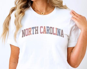 North Carolina Shirt, State of North Carolina Family Vacation outfit, NC gift for him or her, North Carolina TShirt, Retro Cute tee (Spring)