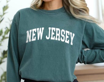 Comfort Colors® New Jersey LONG sleeve shirt, State of New Jersey gift for him or gift her, Cute New Jersey TShirt, Vintage Retro Travel tee