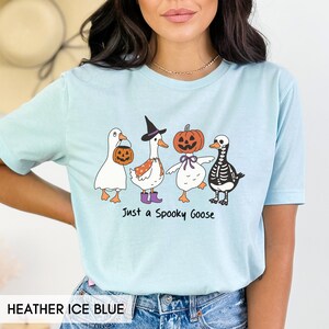 Just a Spooky Goose, Cute Halloween shirt, Silly goose, Fall pumpkins, Trick or treat outfit for her or him, witchy goose, Autumn tee image 4