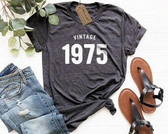 Vintage 1975 Shirt, Retro Shirt, 46th Birthday Shirt, Original 1975, 46th Birthday Gift, 1975 Shirt, Funny 46th Shirt, for Women, For Men