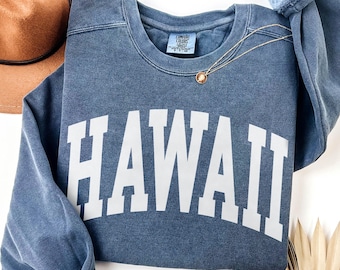Comfort Colors® Hawaii Sweatshirt, State of Hawaii Gift for him her, Vintage Retro Hawaii Hoodie, Hawaii Family Vacation Travel outfit