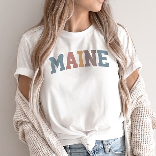 Maine Shirt, Maine TShirt, Cute Maine Shirt, State of Maine Shirt, Vintage Retro Maine Tee, Maine Gift (summer colors)