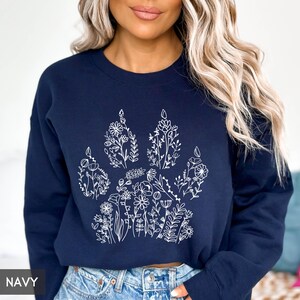 Sweatshirt with Dog paw, Dog Mama Crewneck, Floral Dog Lover Shirt, Mom of Dogs, Dog Mom Gift, Gift for Dog Lover,Better with Dogs,Paw print image 6
