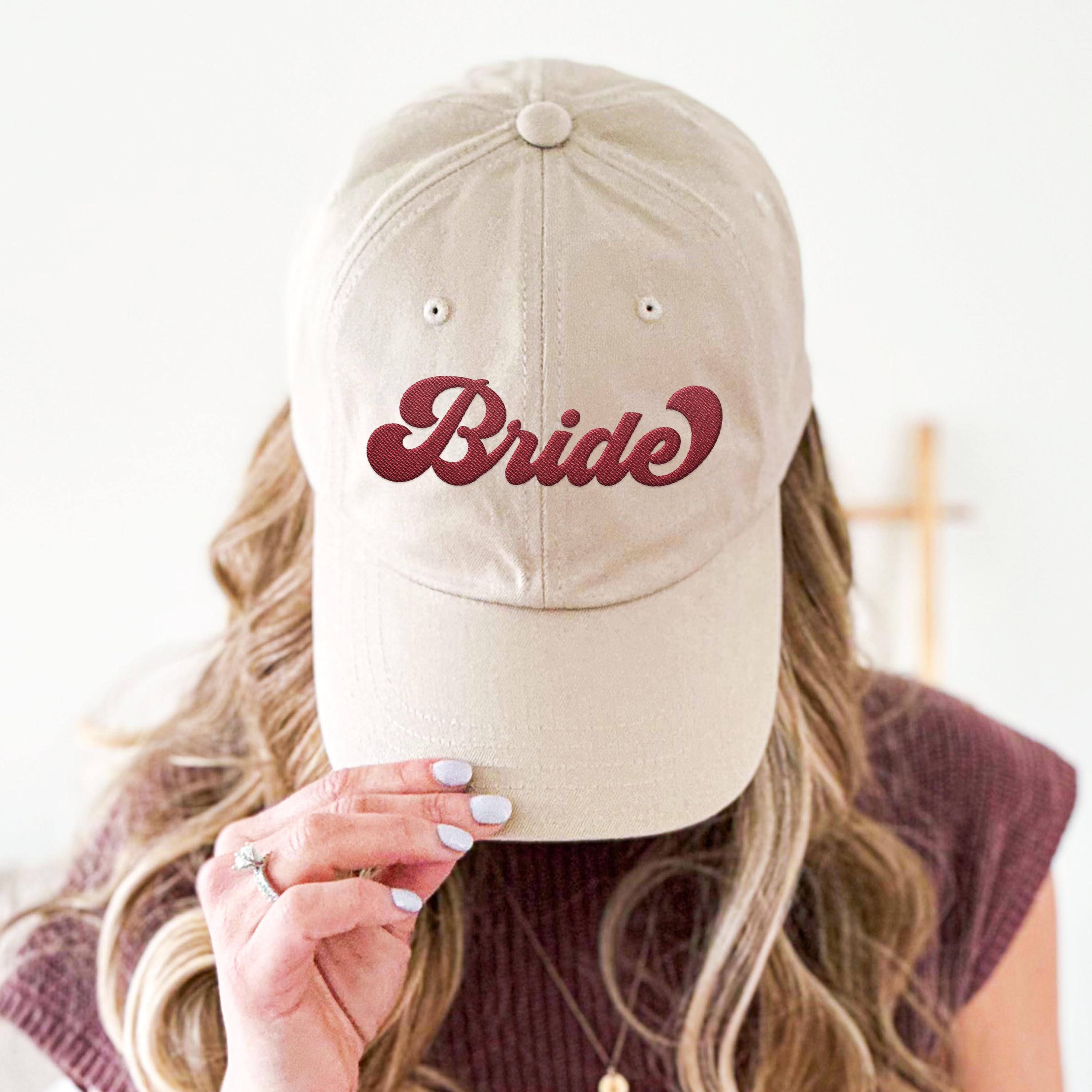 White Bride Baseball Hat with Pink Bow Bach Accessory Wedding Party Fun Amazon.com: Etercycle Bride Hat, Bride to Be Trucker Hat  main image 4