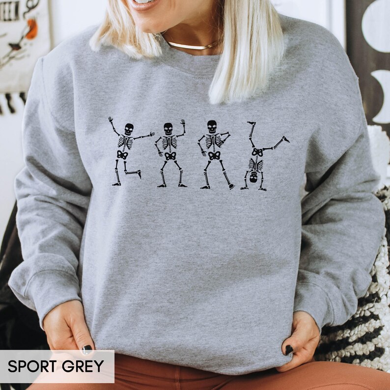 Halloween Sweatshirt, Fall Sweater, Dancing Skeleton Sweatshirt, Halloween Hoodie, Cute Skeleton Shirt, Halloween Outfit, For Women, For Men Bild 6