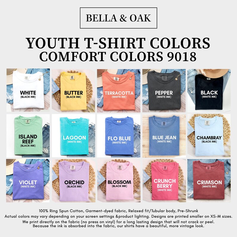 Comfort Colors® Custom YOUTH tshirt, Any of our designs on a Kids Shirt, Personalized Children's tee, Text only Logo Christmas Birthday Gift image 10