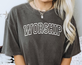 Comfort Colors® WORSHIP shirt, Christian t-shirt, gift for worship leader, church staff appreciation, Religious apparel, church choir