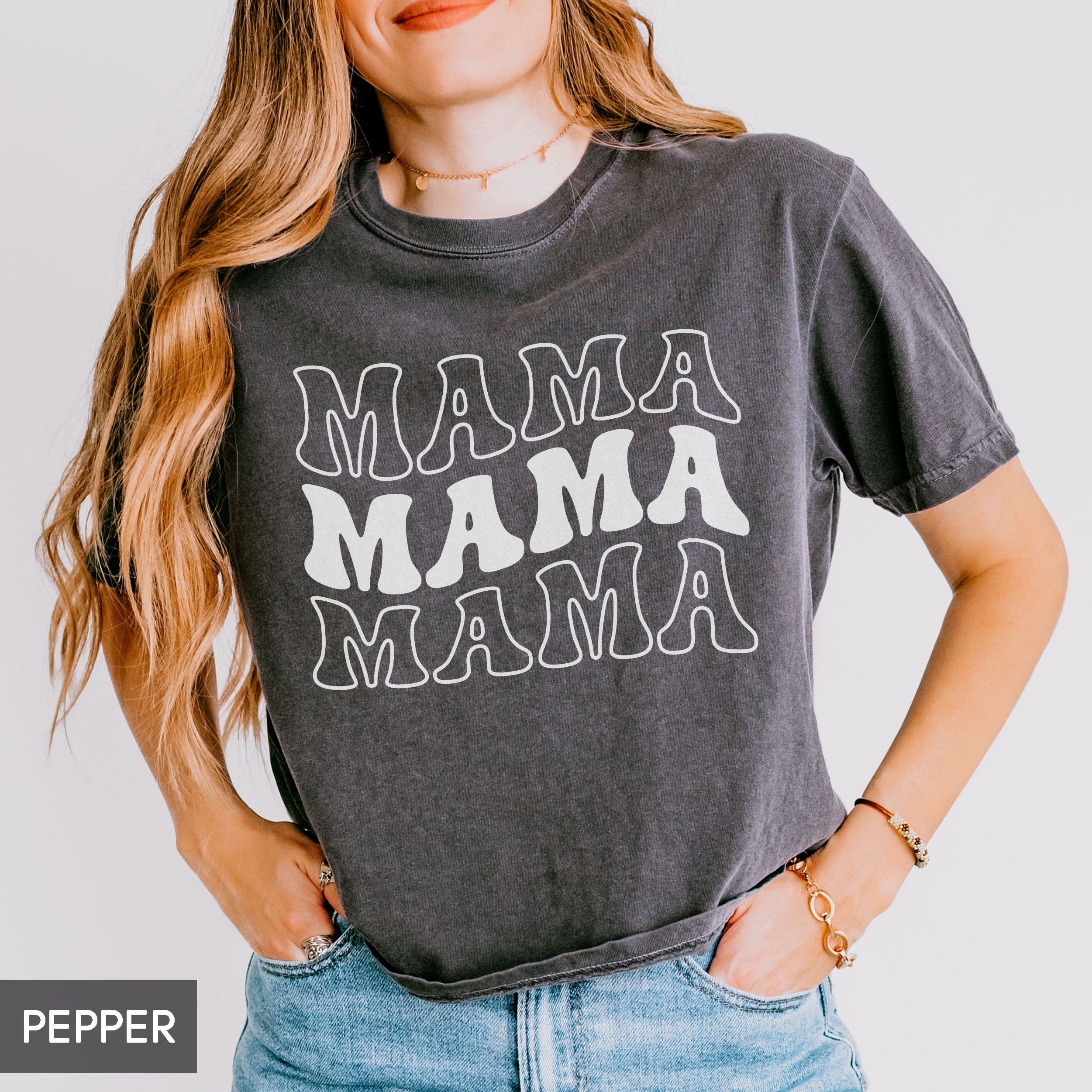 Comfort Colors® Mama Shirt, Trendy Groovy Cropped Boxy Oversized