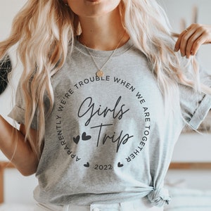 Girls Trip Shirt, Matching Vacation Shirt, Girls Weekend Shirt, Trouble When Together, Cheaper than Therapy, Besties Weekend Trip 2024 Athletic Heather