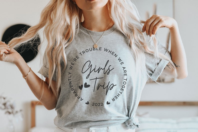 Girls Trip Shirt, Matching Vacation Shirt, Girls Weekend Shirt, Trouble When Together, Cheaper than Therapy, Besties Weekend Trip 2024 Athletic Heather