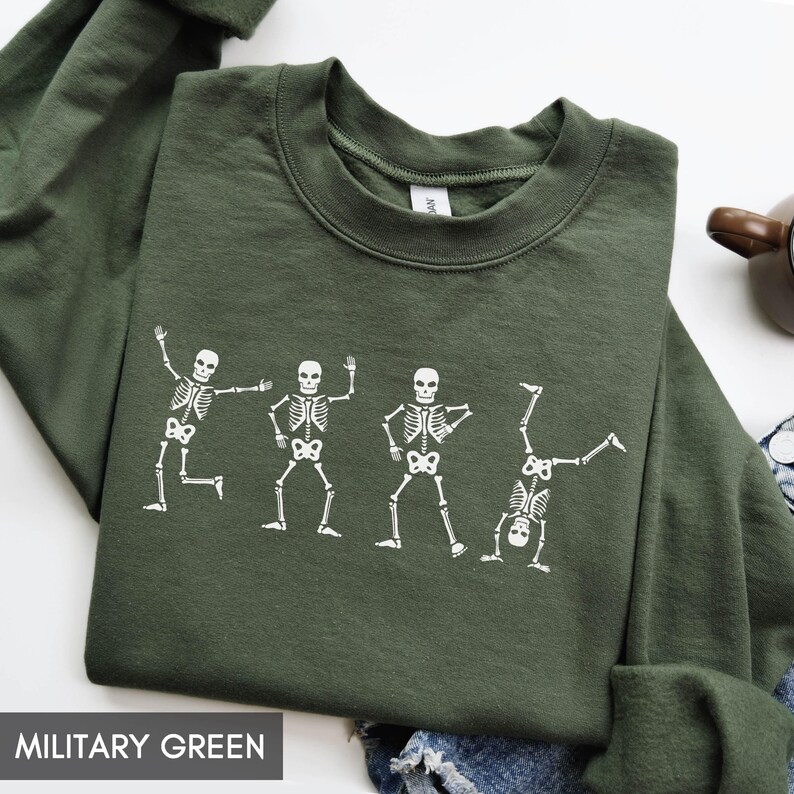 Halloween Sweatshirt, Fall Sweater, Dancing Skeleton Sweatshirt, Halloween Hoodie, Cute Skeleton Shirt, Halloween Outfit, For Women, For Men Bild 1