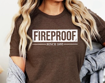 Fireproof Since 1692, Funny Halloween Shirt for women/men (unisex), Salem tshirt, Witch Shirt, Vintage Inspired Salem Witch Trial,Missed one