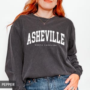 Comfort Colors® Asheville North Carolina LONG Sleeve Shirt, Family Vacation Souvenir, Group Trip Matching NC tees, for women or men image 1