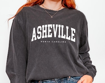 Comfort Colors® Asheville North Carolina LONG Sleeve Shirt, Family Vacation Souvenir, Group Trip Matching NC tees, for women or men