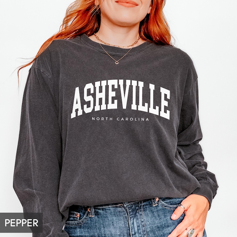 Comfort Colors® Asheville North Carolina LONG Sleeve Shirt, Family Vacation Souvenir, Group Trip Matching NC tees, for women or men image 1
