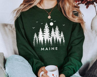 Maine Sweatshirt, Maine Crewneck, Cute Maine Shirt, State of Maine, Outdoor Maine Hoodie, Maine Gift, Maine Hoodie for her for him