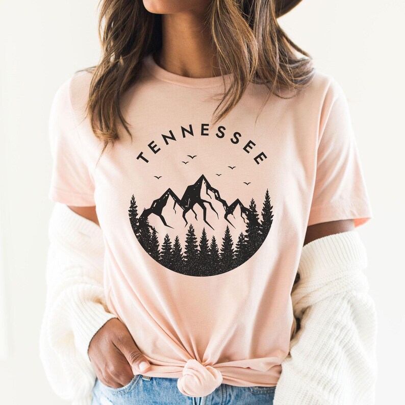 Tennessee Shirt, Tennessee T-Shirt, Womens Tennessee Shirt (Unisex), State of Tennessee Gift, Tennessee Vacation Tee, Tennessee Nature Shirt Heather Peach