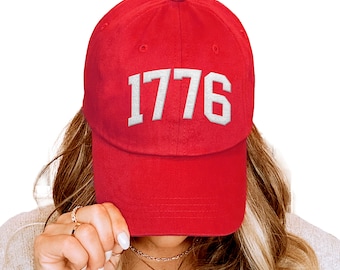 1776 USA Embroidered Hat, July 4 Baseball Cap, Mens fit Independence Day Patriotic outfit for him or her, United States of America Hat