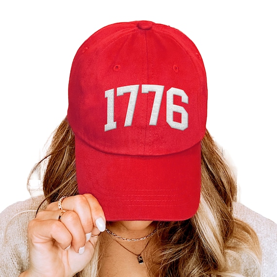 1776 USA Embroidered Hat, July 4 Baseball Cap, Mens fit Independence Day Patriotic outfit for him or her, United States of America Hat