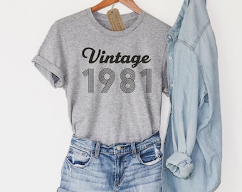 Vintage 1981 Shirt, 40th Birthday Shirt, Since 1981, 40th Birthday Gift, 1981 T-Shirt, Born in 1981, Turning 40, For Men For Women,plus Size