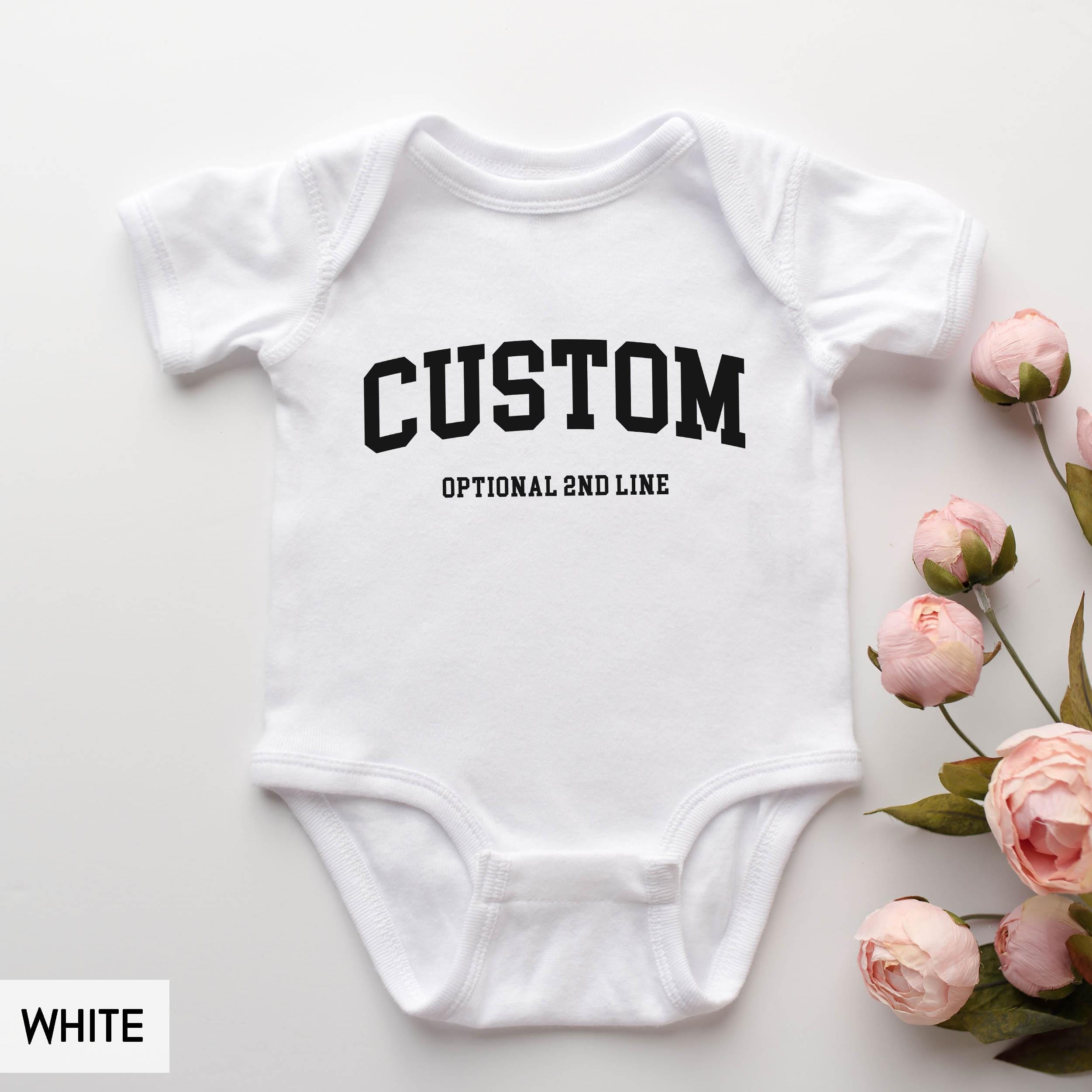 Custom Baby Bodysuit, Rabbit Skins® Brand Infant Body Suit New Born, 0-3, 6M 12M 18M 24M Personalized phrase or logo, Baby Announcement
