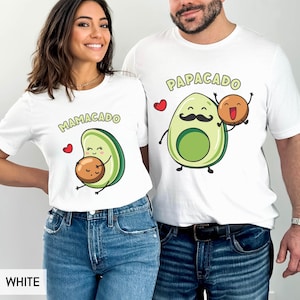 Funny Couple Pregnancy Announcement Shirt, Mama or Papa Avocado, Cute Mamacado, Mom and Dad Baby reveal tees, matching Parent shirts