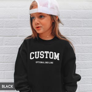 Custom YOUTH Sweatshirt, Personalized Kids Hoodie, Your Text or Logo, Gildan® Brand Crewneck, Christmas or Birthday for children image 7