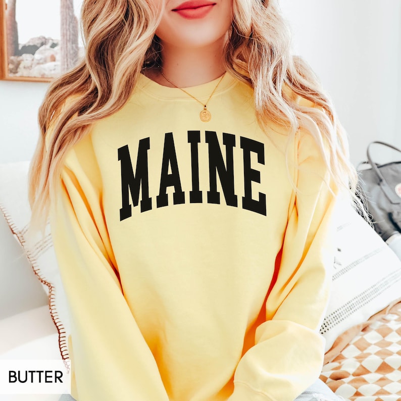 Comfort Colors® Maine Sweatshirt, State of Maine Gift for him her, Vintage Retro Maine Hoodie, Maine Family Vacation Travel outfit image 7