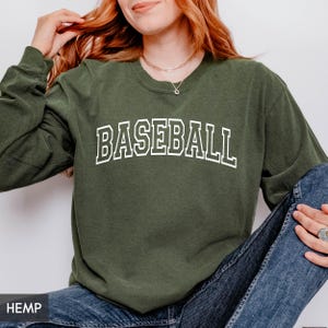 Comfort Colors® Long Sleeve Baseball shirt, Retro Vintage aesthetic Baseball Mom or Dad (unisex), Game Day, Base Ball Collegiate style team image 4