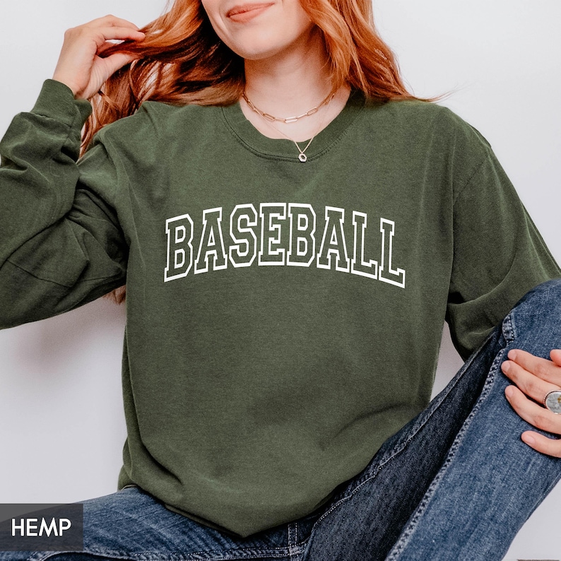 Comfort Colors® Long Sleeve Baseball shirt, Retro Vintage aesthetic Baseball Mom or Dad (unisex), Game Day, Base Ball Collegiate style team image 4