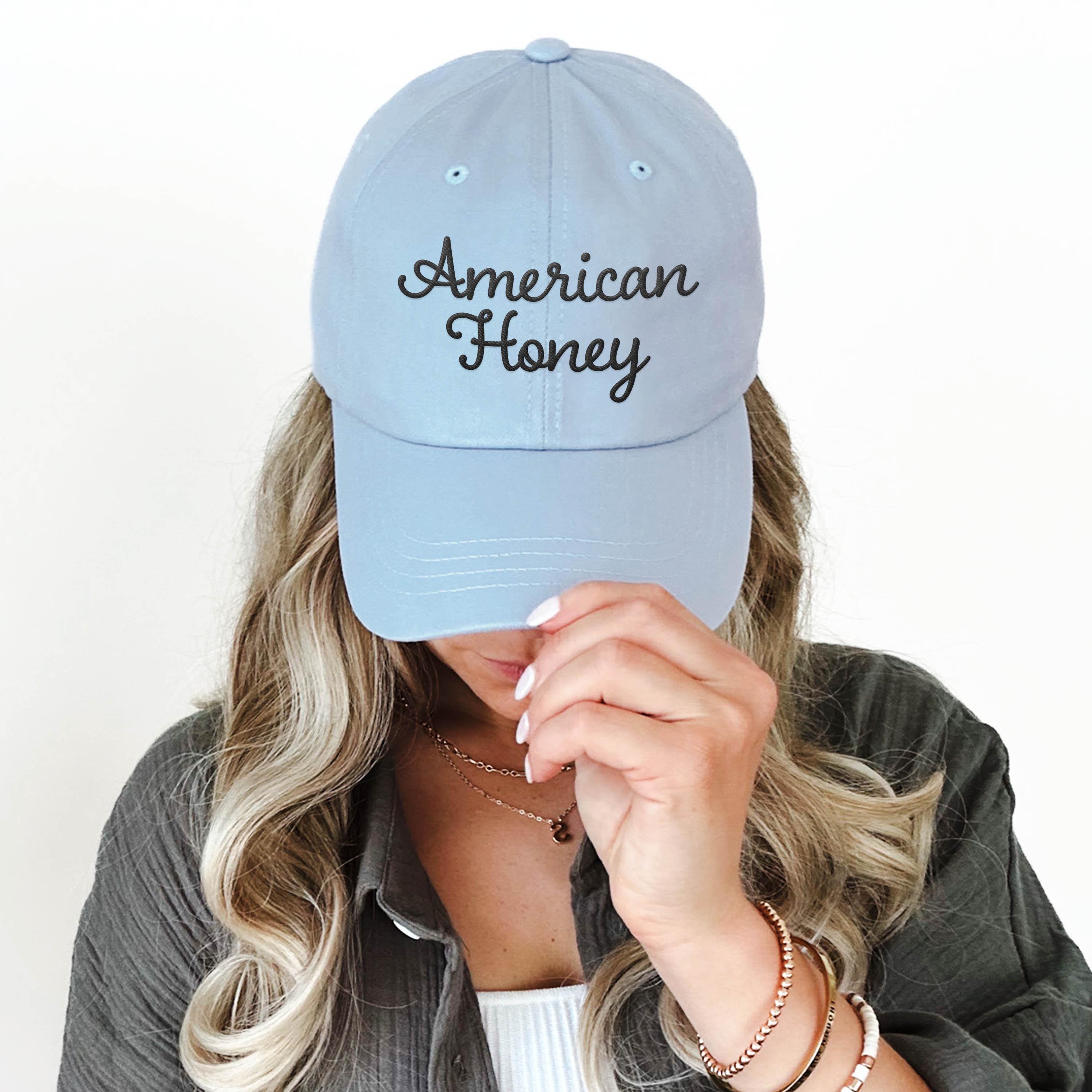 American Honey Embroidered Hat | Patriotic Stars & Stripes Patchwork Brim Hat American Honey, Patriotic July 4 Hat for Her (mens Fit  main image 3