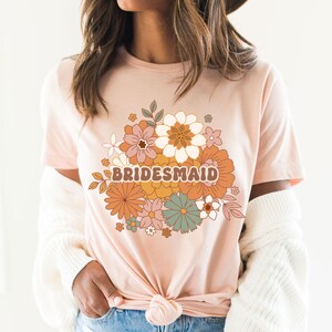Boho Floral Bridesmaid Shirt, Bridal Party t-shirts, Wedding Party Matching shirts, Bridesmaid Gift, Gift for Bridesmaids from bride (unisex image 3