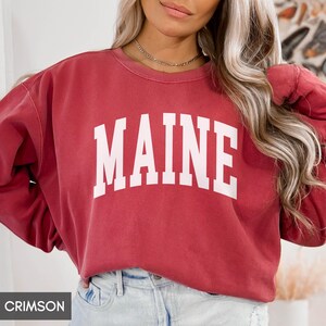 Comfort Colors® Maine Sweatshirt, State of Maine Gift for him her, Vintage Retro Maine Hoodie, Maine Family Vacation Travel outfit image 5
