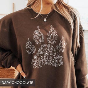 Sweatshirt with Dog paw, Dog Mama Crewneck, Floral Dog Lover Shirt, Mom of Dogs, Dog Mom Gift, Gift for Dog Lover,Better with Dogs,Paw print image 3