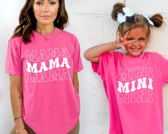 Chemises maman et moi Comfort Colors®, t-shirts maman et mini, chemises assorties pour la fête des mères, maman et fille, t-shirt enfant taille jeune