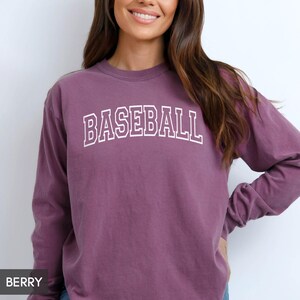 Comfort Colors® Long Sleeve Baseball shirt, Retro Vintage aesthetic Baseball Mom or Dad (unisex), Game Day, Base Ball Collegiate style team image 7