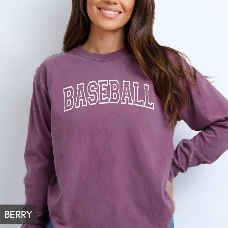 Comfort Colors® Long Sleeve Baseball shirt, Retro Vintage aesthetic Baseball Mom or Dad (unisex), Game Day, Base Ball Collegiate style team image 7