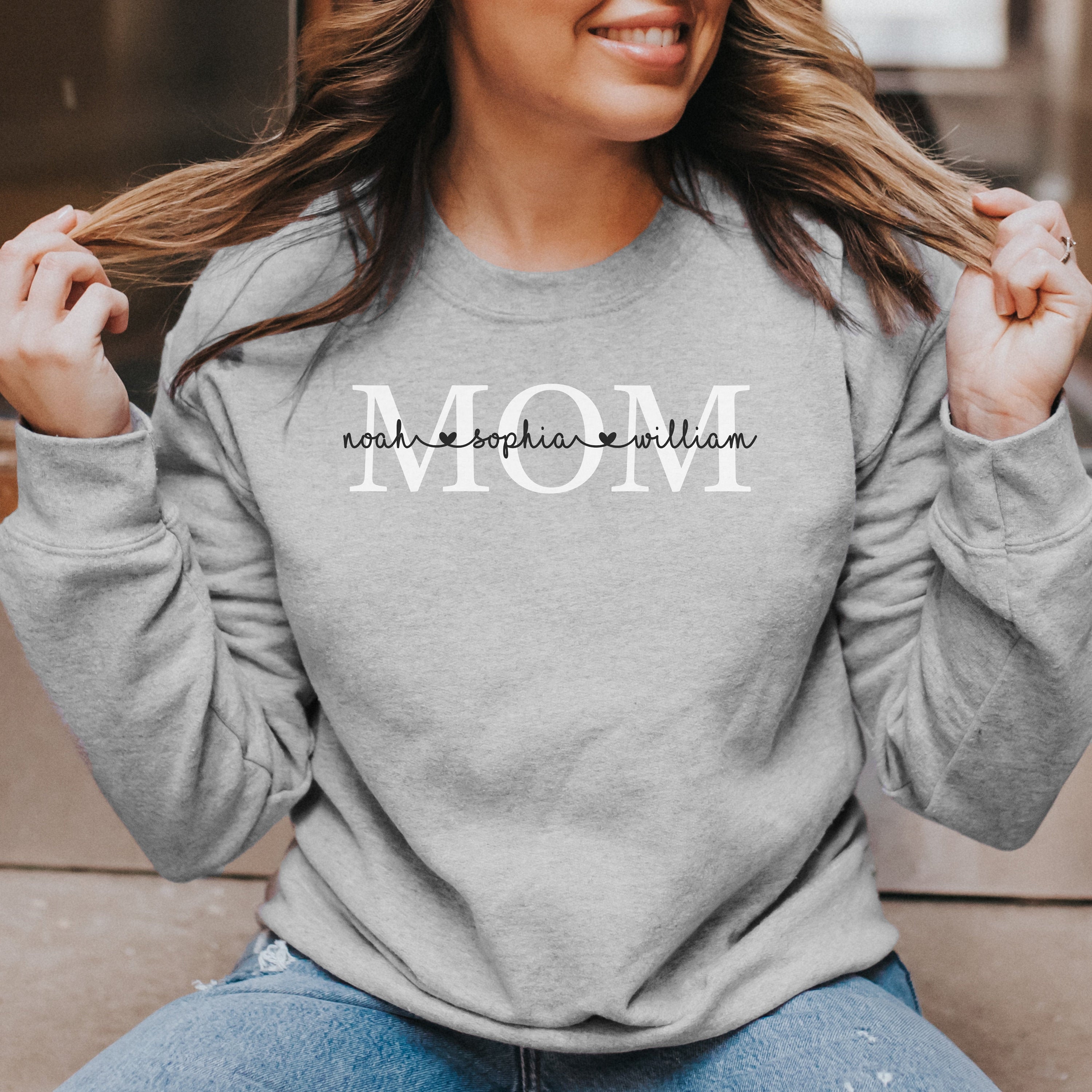 Mom Sweatshirt With Kids Names Mom Sweatshirt Mothers Day Etsy