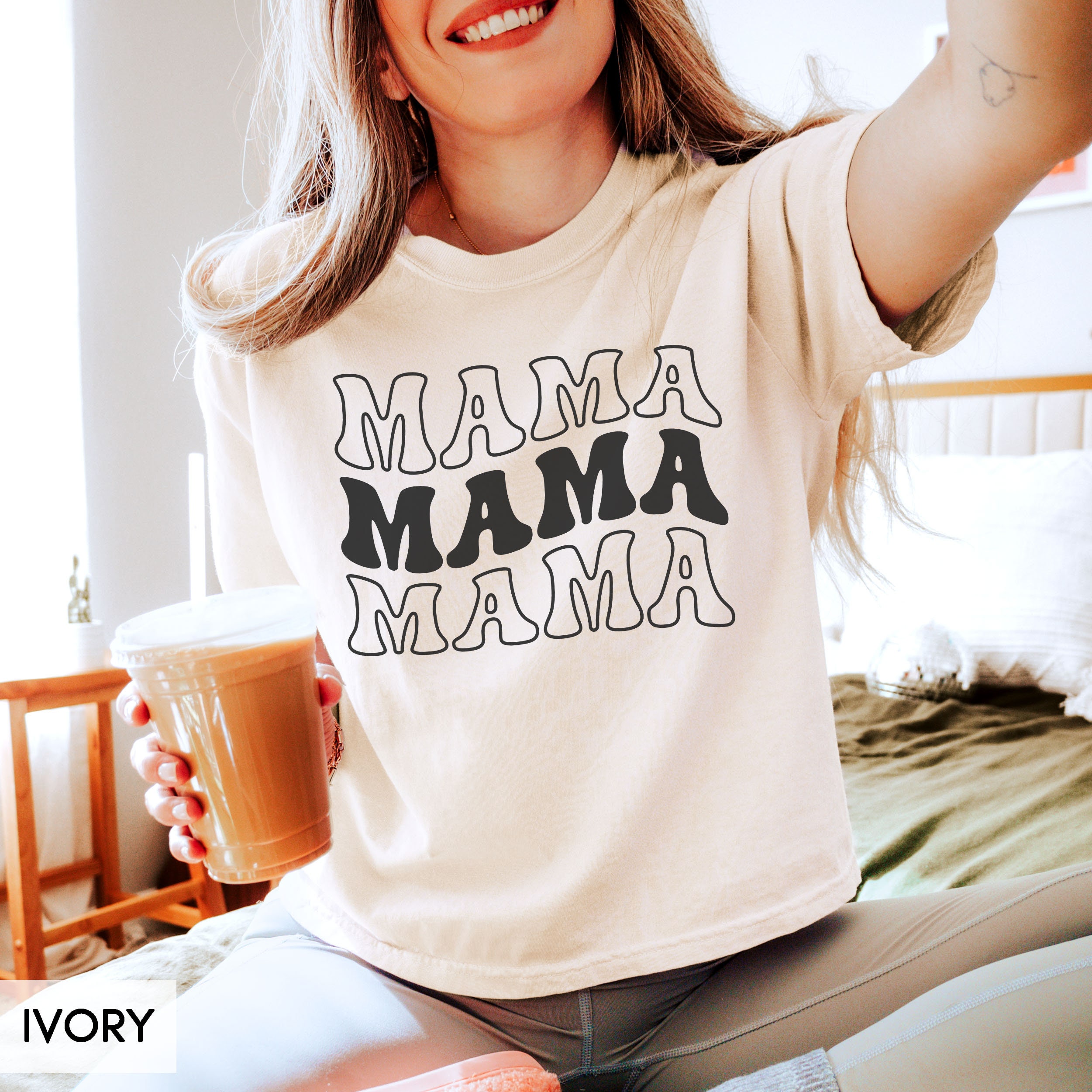 Comfort Colors® Mama Shirt, Trendy Groovy Cropped Boxy Oversized