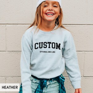 Custom YOUTH Sweatshirt, Personalized Kids Hoodie, Your Text or Logo, Gildan® Brand Crewneck, Christmas or Birthday for children image 3