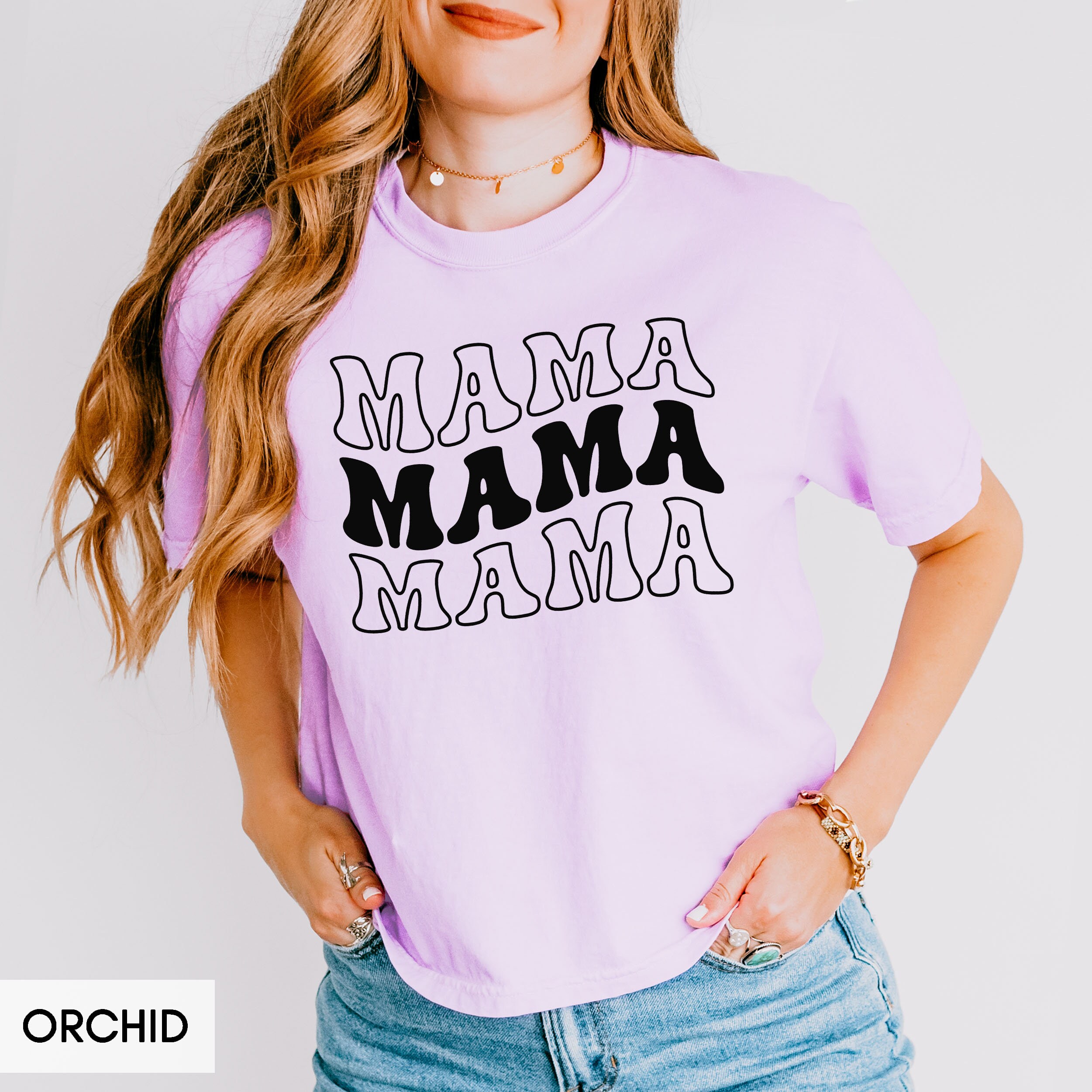 Comfort Colors® Mama Shirt, Trendy Groovy Cropped Boxy Oversized