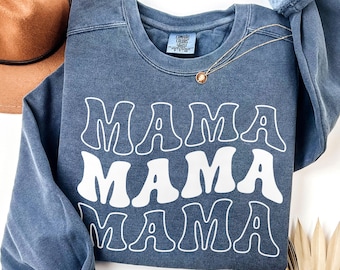 Comfort Colors® Mama Sweatshirt, Mama Gift, Mom Sweatshirt, Christmas or Birthday Gift for Mom, Vintage Mama Shirt, New Mom Crewneck