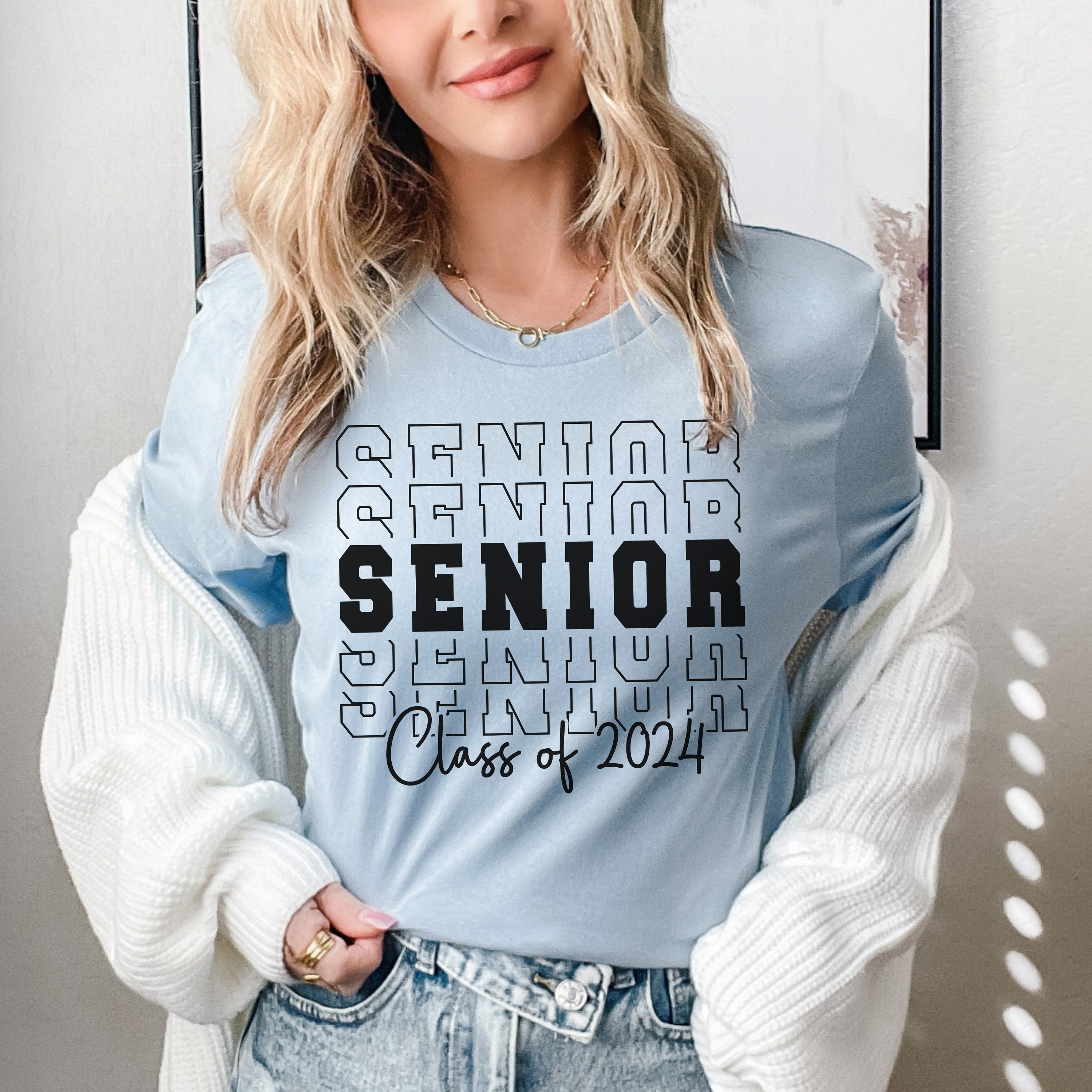 Class Of 2024 Senior 2024 Graduation Or First Day Of School Cute Gift Tall  T-Shirt