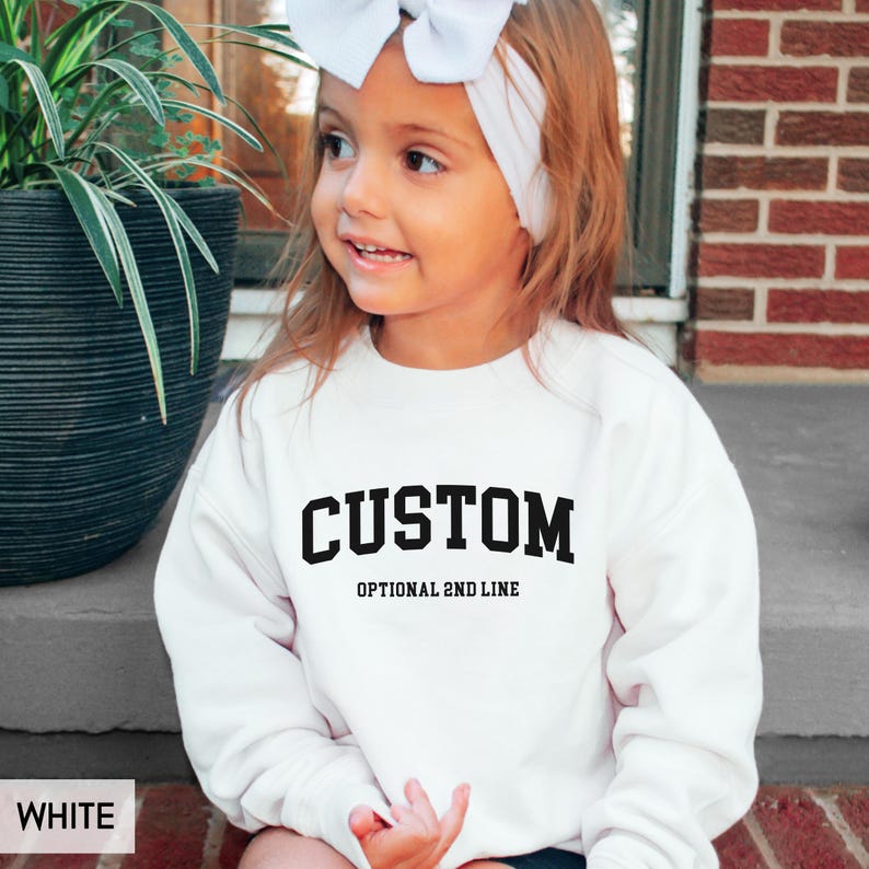 Custom YOUTH Sweatshirt, Personalized Kids Hoodie, Your Text or Logo, Gildan® Brand Crewneck, Christmas or Birthday for children image 5