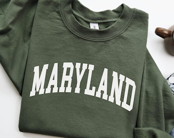 Maryland Sweatshirt, MD Crewneck, State of Maryland Gift for him or her, Vintage Retro Maryland Hoodie, Family Vacation Travel Outfit