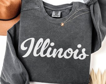 Comfort Colors® Illinois Sweatshirt, Illinois Crewneck, State of Illinois Gift for him or her, Vintage Retro Illinois Shirt,Illinois Sweater