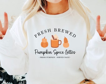 Comfort Colors® Pumpkin Spice Latte Sweatshirt, Fall Crewneck, Coffee lover PSL outfit, Vintage style Autumn Sweatshirt for her/him (unisex)