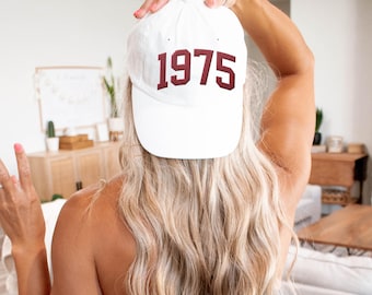 Custom Year Birthday Gift, Varsity Hat, Embroidered Mens fit Baseball Cap, Any Year, Gift for Mom Dad, Grandma or Grandpa, Turning 40 50 60